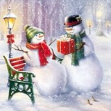 Два снеговика подарок 33*33 (1шт)